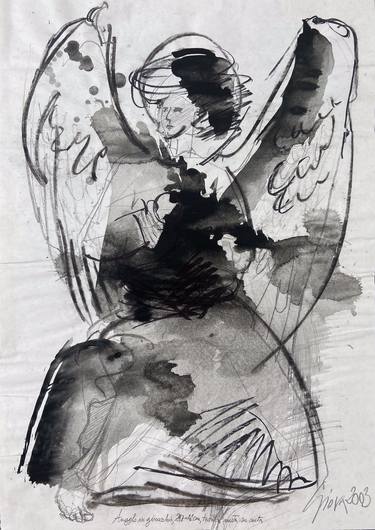 Original Abstract Expressionism Religious Drawings by Giovanni Gabassi