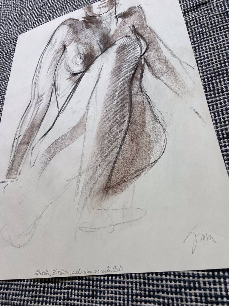 Original Abstract Expressionism Body Drawing by Giovanni Gabassi