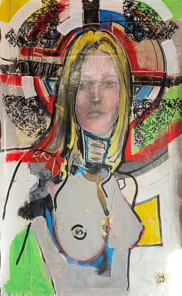 Original Abstract Portrait Mixed Media by Giovanni Gabassi