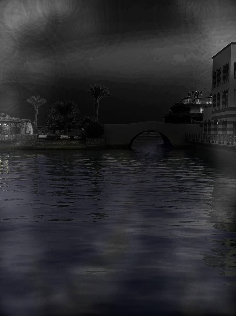 Original Landscape Mixed Media by Bernadett Samu | Conceptual Art on Canvas | Echoes of the Eastern Night