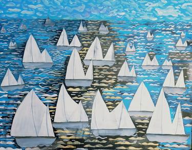 Original Figurative Boat Paintings by Nana Tchitchoua
