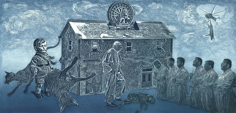 Original Surrealism Religious Printmaking by Jürgen Höritzsch
