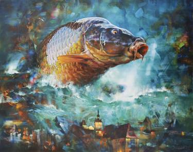 Original Surrealism Fish Paintings by Gabriel Bodnariu