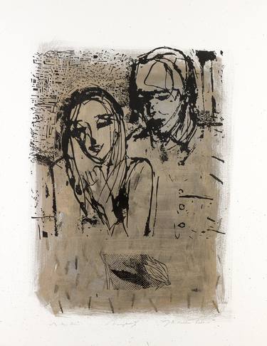 Original Expressionism Love Printmaking by Jolanta Pielka-Kether