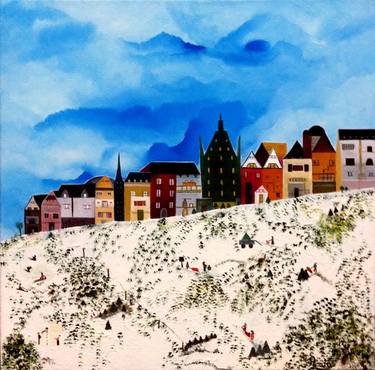 Original Abstract Architecture Painting by Roula Chreim
