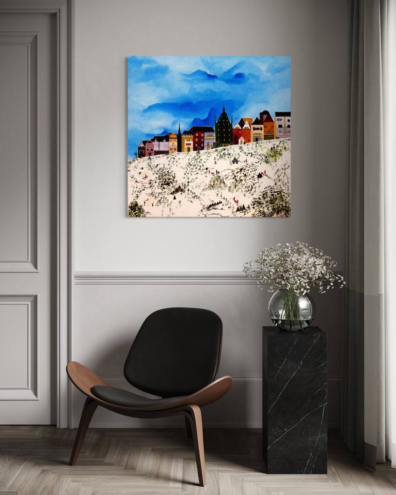 Original Abstract Architecture Painting by Roula Chreim