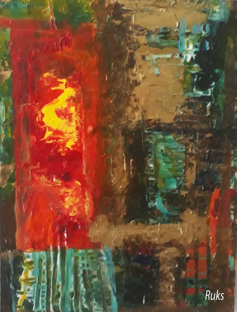 Original Art Deco Abstract Painting by Rukshana Hooda