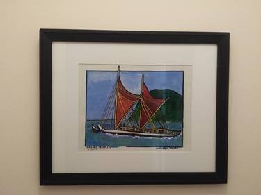 Original Folk Boat Paintings by virginia travers