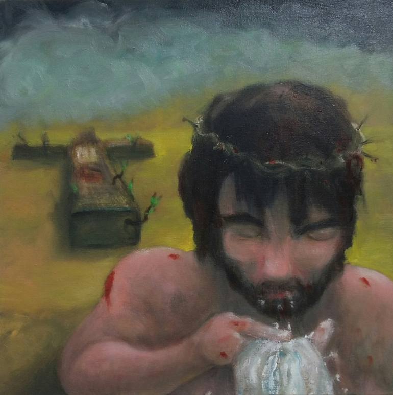 Stations Of The Cross (V) : The Sandstorm Original Painting by michael hayter