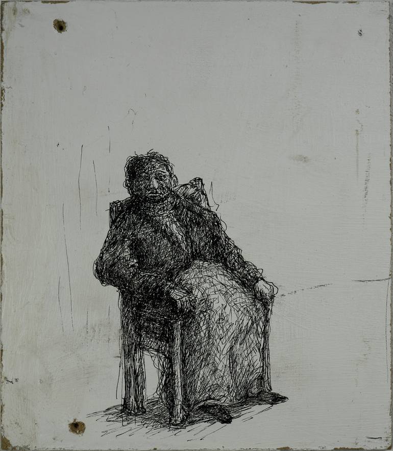 Old Man, Seated Drawing by Michael Hayter | Saatchi Art