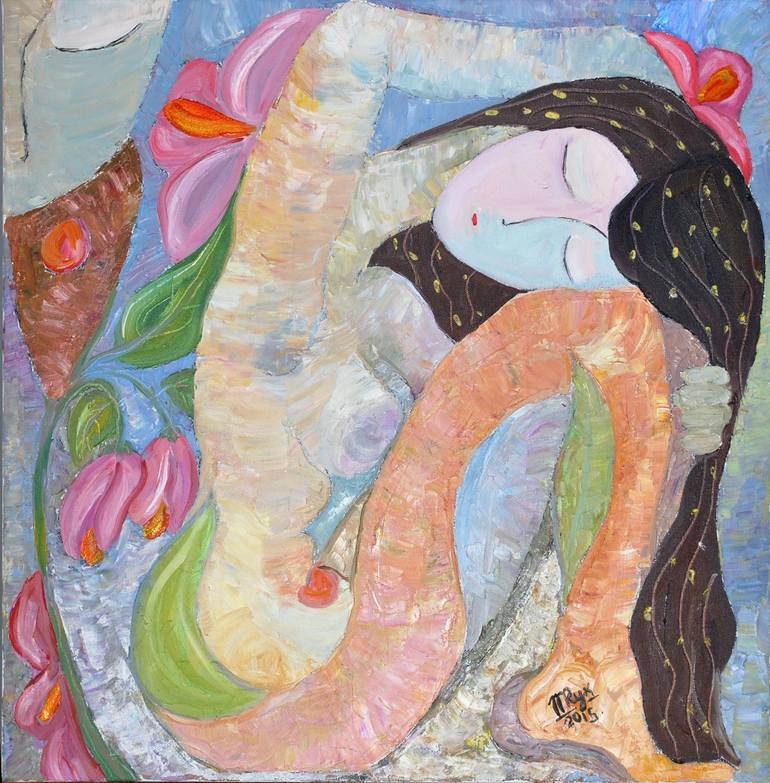 Original Expressionism Nude Painting by Mila Ryk