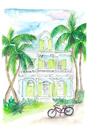 Saatchi Art Artist M Bleichner; Paintings, “Lime and Mint Colored Conch House in Key West Florida” #art