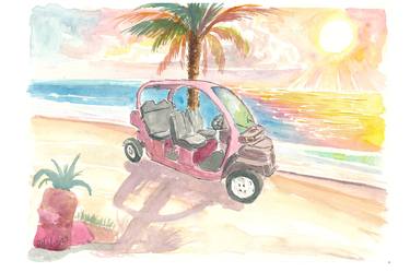 Coastal Cruising with Beach Cart during Romantic Sunset thumb
