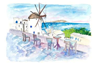 Wonderful Vew of Mykonos Greece with Windmill and Aegean Sea thumb