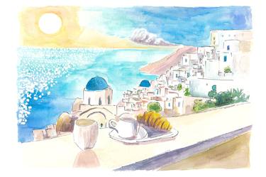 Majestic Santorini - A Serene Sunset Overlooking Turquoise Waters thumb