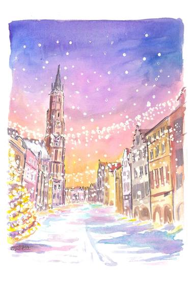 Landshut Old Town in Winter with XMAS Decoration thumb