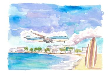 Fascinating Sint Maarten Maho Beach Scene with Plane Landing thumb