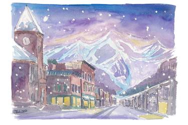 Winter in Telluride Co with romantic Snowfall and Nightly Dawn thumb
