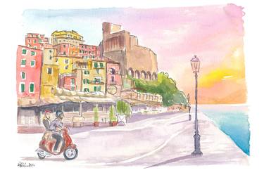 Lerici Ligure View of Castle on Italian Riviera Riviera thumb