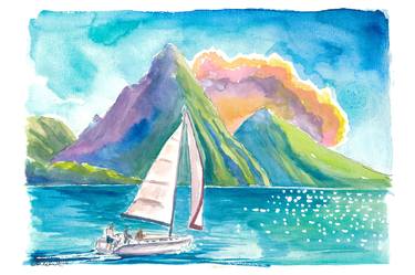 Caribbean Sailboat Regatta with Saint Lucia Pitons thumb