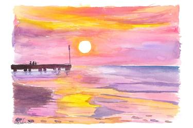Original Impressionism Beach Paintings by M Bleichner