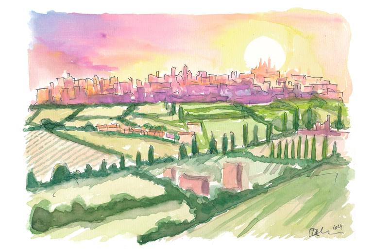 Evening Light in Orvieto Heart of Umbria Painting by M Bleichner