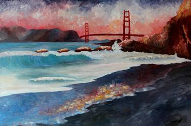 Print of Impressionism Seascape Paintings by M Bleichner