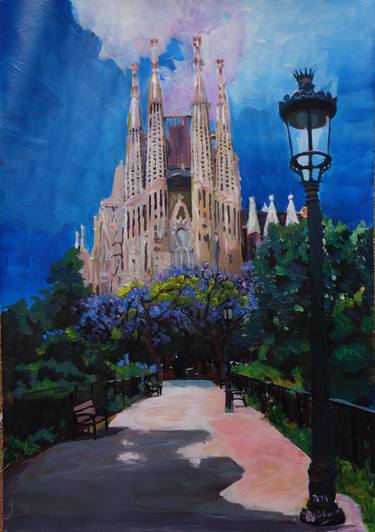 Barcelona Sagrada Familia with Park and Lantern thumb
