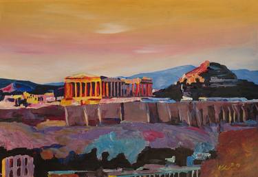 Athens Greece Acropolis At Sunset thumb