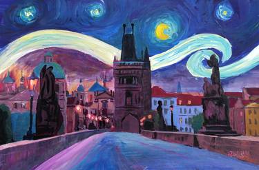Starry Night in Prague  Van Gogh Inspirations thumb