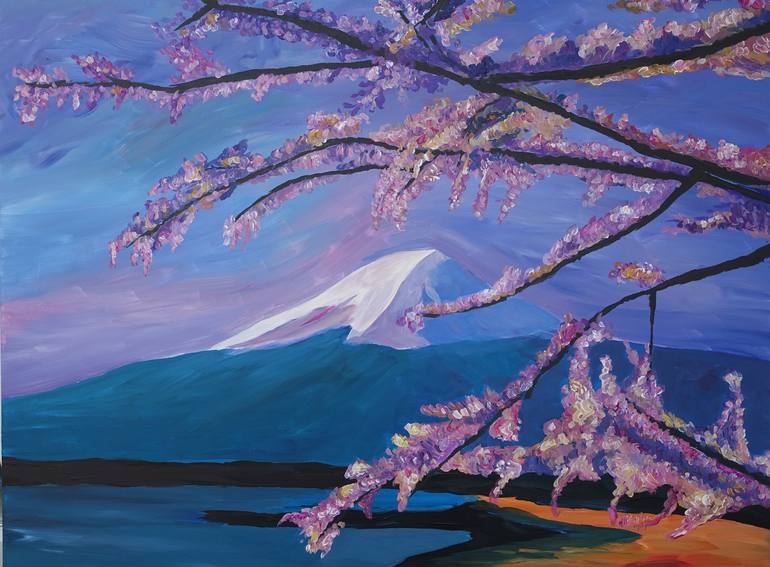 Marvellous Mount Fuji With Cherry Blossom In Japan Painting By M Bleichner Saatchi Art