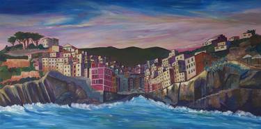 Romantic Riomaggiore Cinque Terre View From Mediterranean thumb