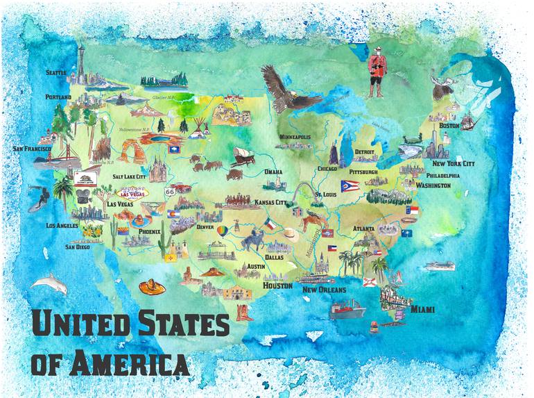 USA Ohio State Illustrated Travel Poster Map with Touristic Highlights Coffee  Mug by M Bleichner - Pixels