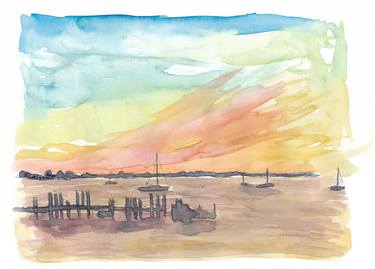 Florida Keys Romantic Sunset with Boats thumb