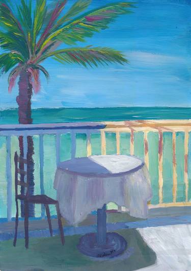 Seaview Cafe Table at the Caribbean With Palm - Dreamaway to Hideaway thumb