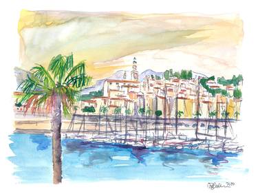 Menton Provence France Harbour Scene with Waterfront thumb