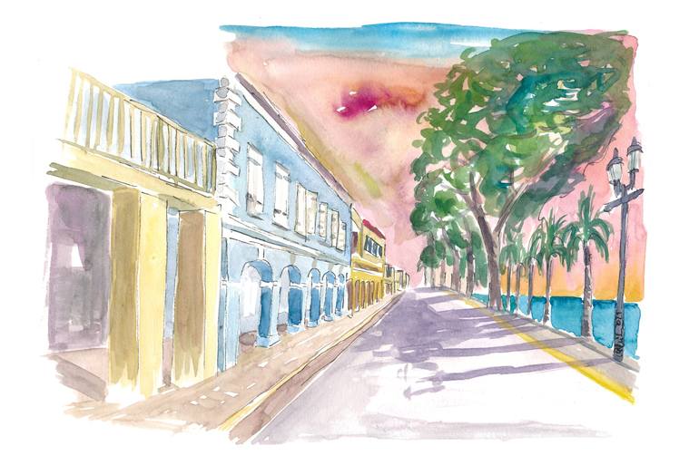 Street view, designer shops, attractive architecture, Gustavia, St