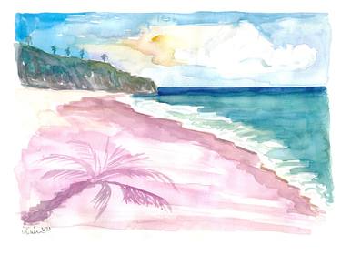 Pink Sands Beach Scene on Harbour Island Bahamas thumb