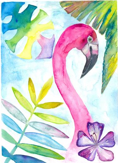 Pink Flamingo with Tropical Smile thumb