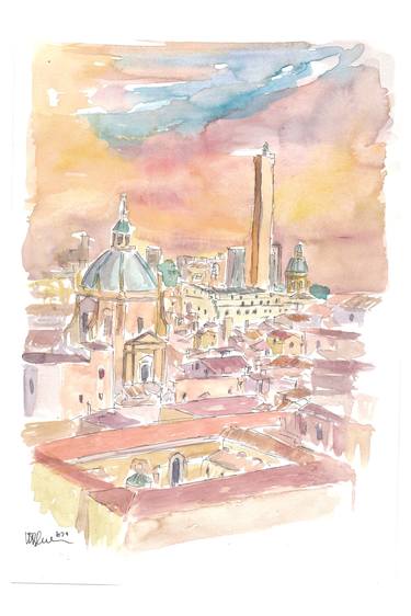 Bologna Italy Cityview with Old Town at Sunset thumb
