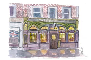 Winter Evenings at the Cozy Warm Pub - Watercolor thumb
