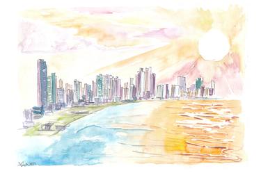 Panama City Impressive Skyline with Ocean and Sunset thumb