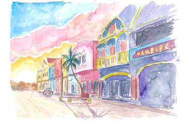 Kralendijk Bonaire Dutch Caribbean Colorful Street Scene thumb