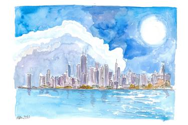 Chicago Skyline Impressions with Lake Michigan thumb