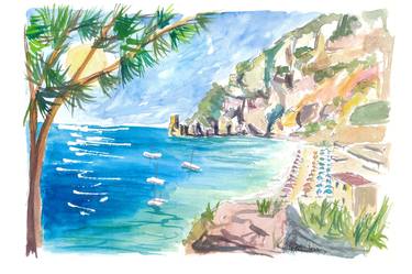 Cetara Amalfi Coast Zen with Turquoise Sea and Boats thumb