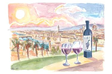 Florence, Italy LIMITED EDITION Pen and Ink and Watercolor Art Print  Illustration — Reflections