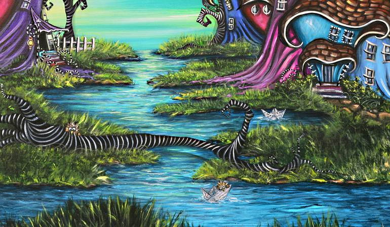 Original Surrealism Landscape Painting by Sherry Arthur