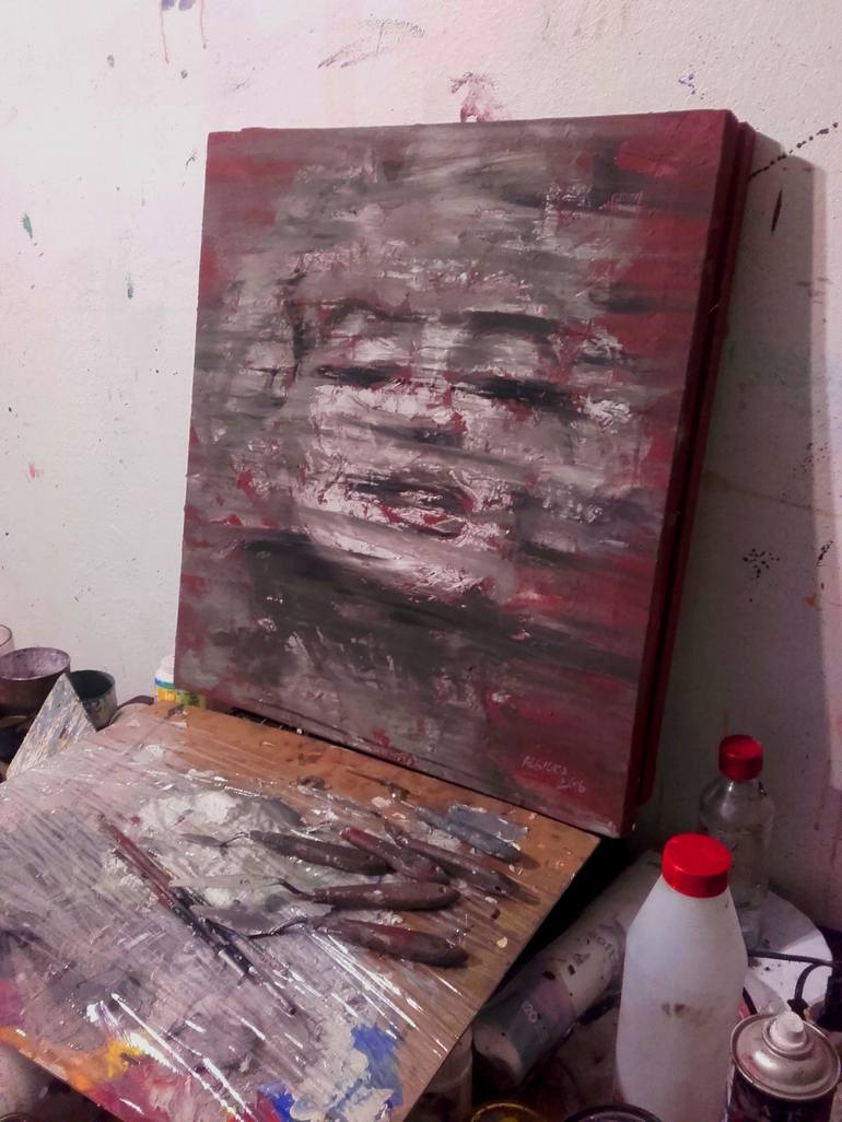 Original Portraiture Abstract Painting by Algis Beržiūnas