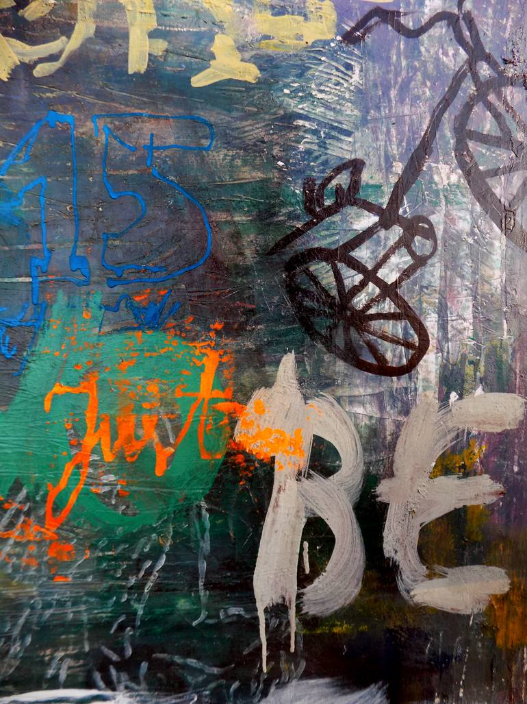 Original Abstract Expressionism Typography Painting by Algis Berziunas