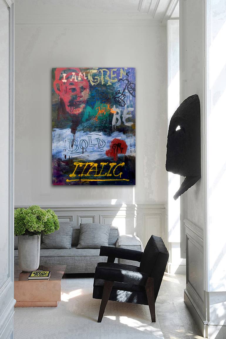 Original Abstract Expressionism Typography Painting by Algis Berziunas